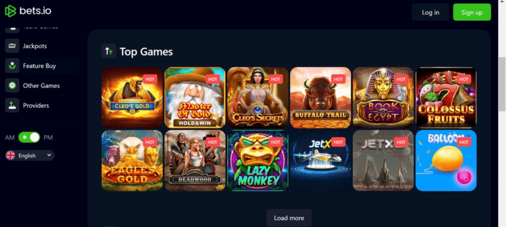 Bets.io current casino games collection