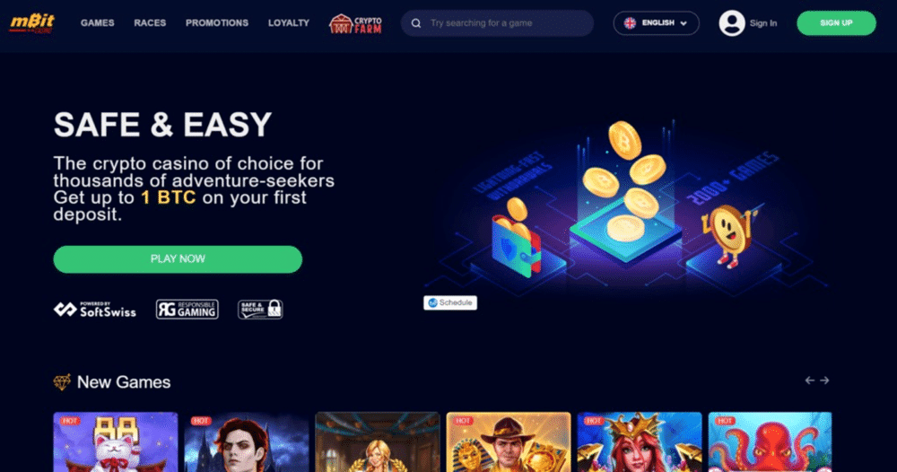 mBit's Homepage, home to Blackjack casino games