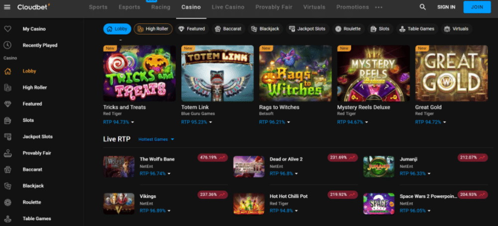 Cloudbet have an excellent selection of games