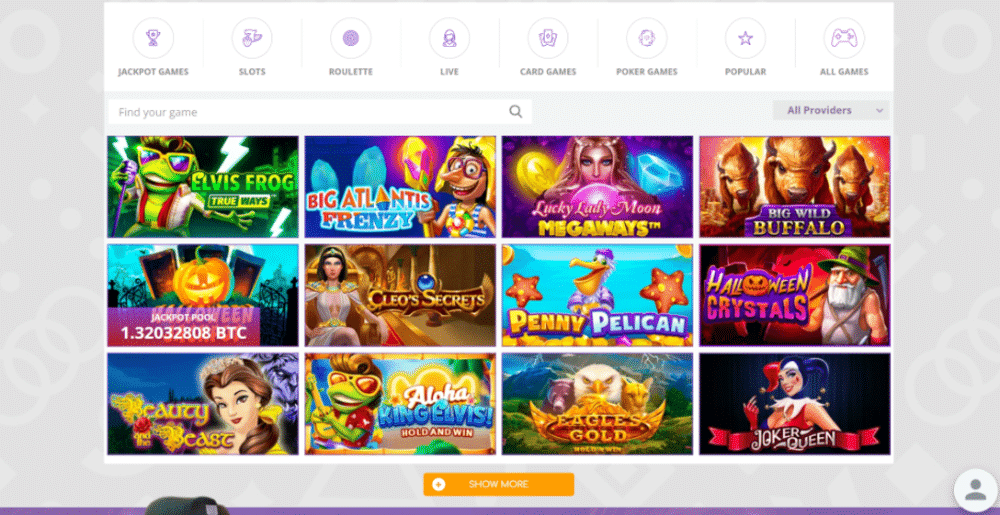 Crypto Wild offer a great selection of games along with a simple interface
